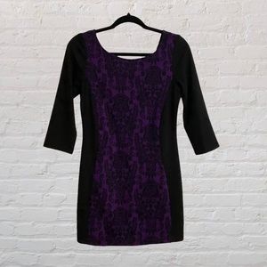 126. LE CHATEAU Mini-Dress - New With Tags - Black & Purple - Size Small